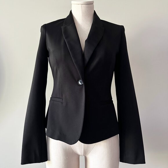 Black Blazer Jacket Womens Size S Jersey Stretch Fabric - Picture 1 of 5
